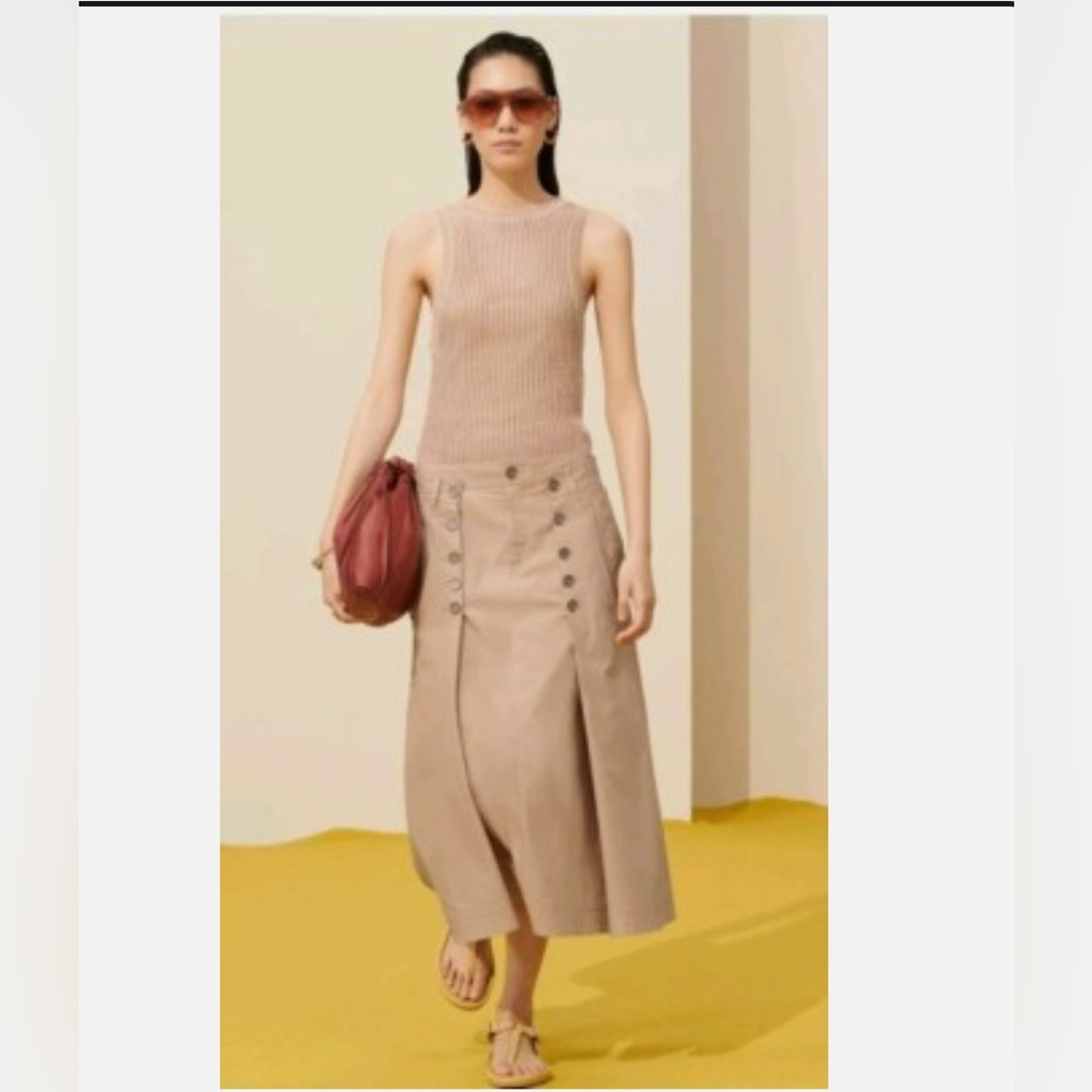 Zara SRPS SKRT BTTN 12 Tan Button-Front Women's Skirt. Size L. Worn once